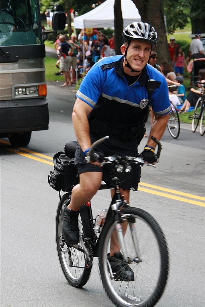Police Officer Tom Ford patrols the parade route